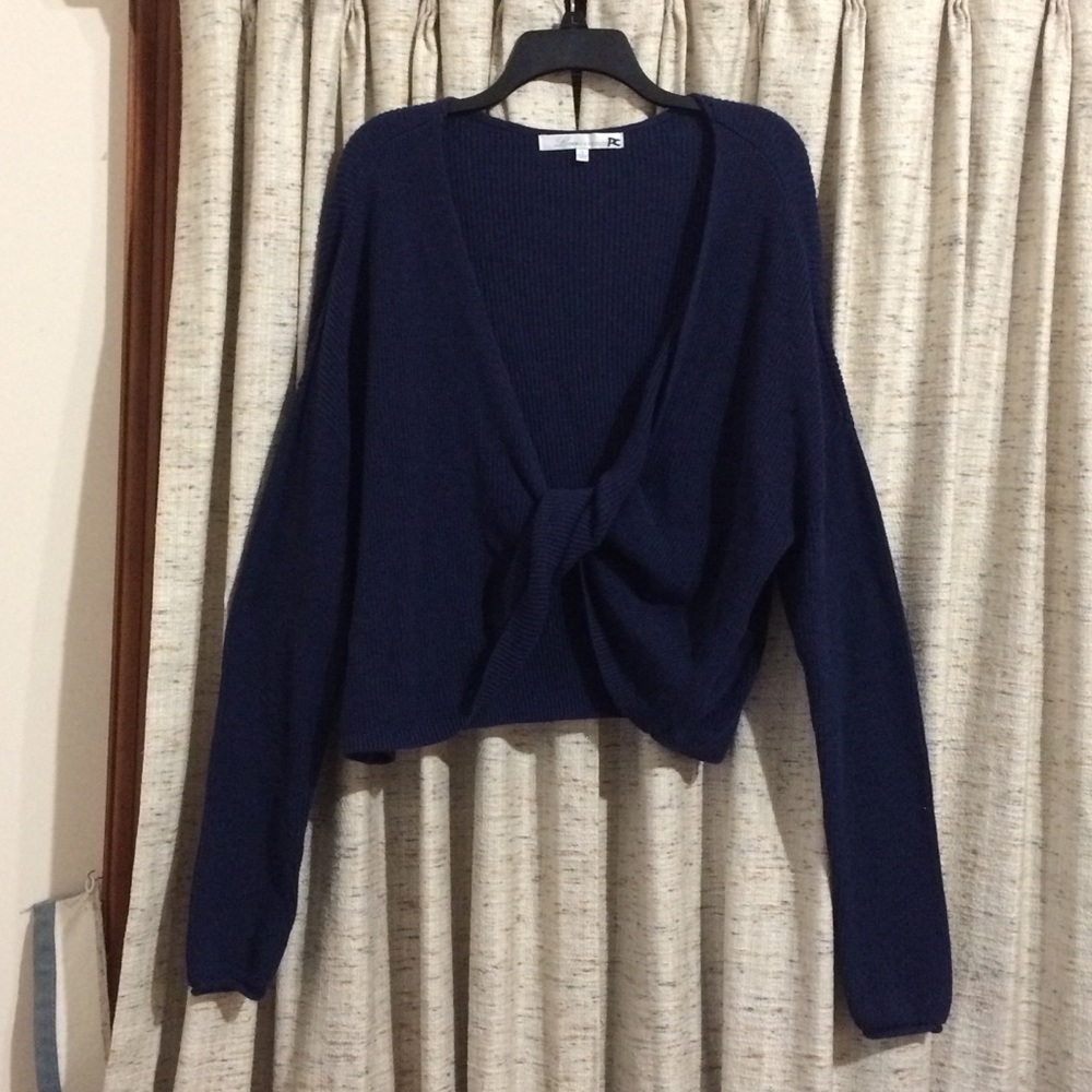 Lovers + Friends Navy Spring Twist Front Sweater